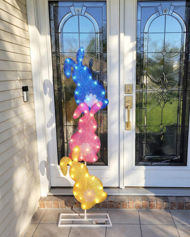 VIHOSE Easter bunny lighted yard decor with glittering fabric