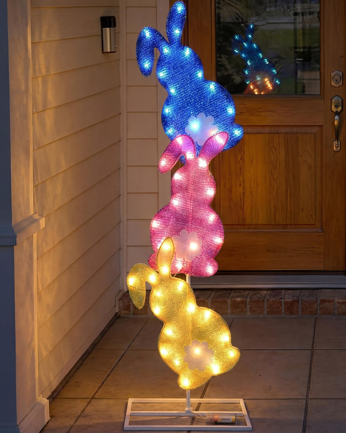 VIHOSE Easter Bunny Lights yard sign in a tall 42 inch display for outdoor decoration
