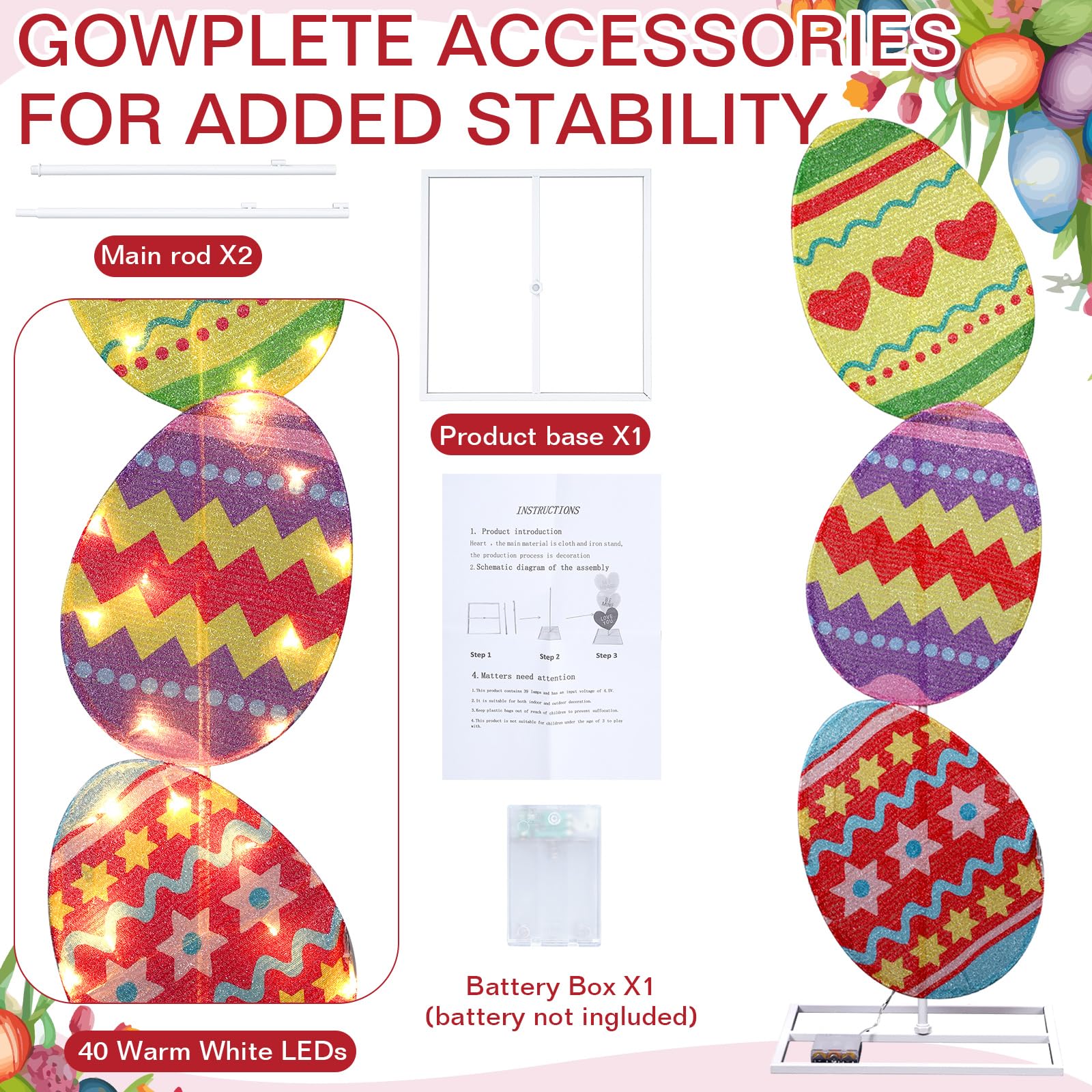 VIHOSE vertical-stack design egg lights adds a charming focal point.
