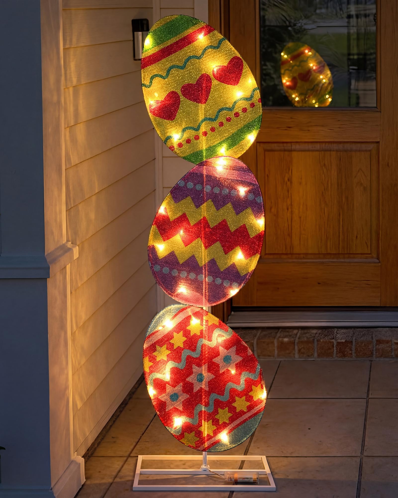 VIHOSE Easter egg lights yard sign 42-inch brightens your yard for Easter celebrations.