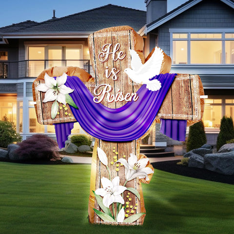 VIHOSE Easter inflatable cross with LED lights brightens an outdoor yard