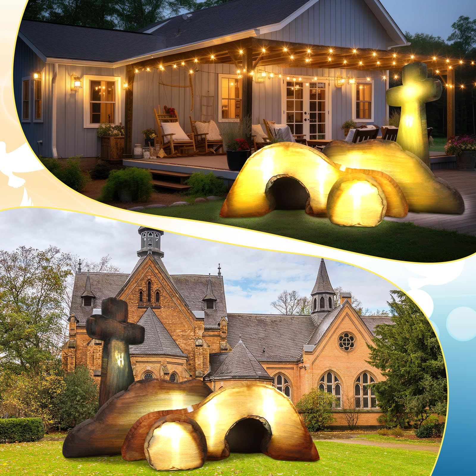 VIHOSE LED-lit Easter tomb inflatable for indoor/outdoor use