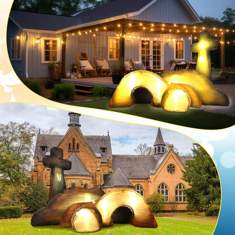 VIHOSE LED-lit Easter tomb inflatable for indoor/outdoor use