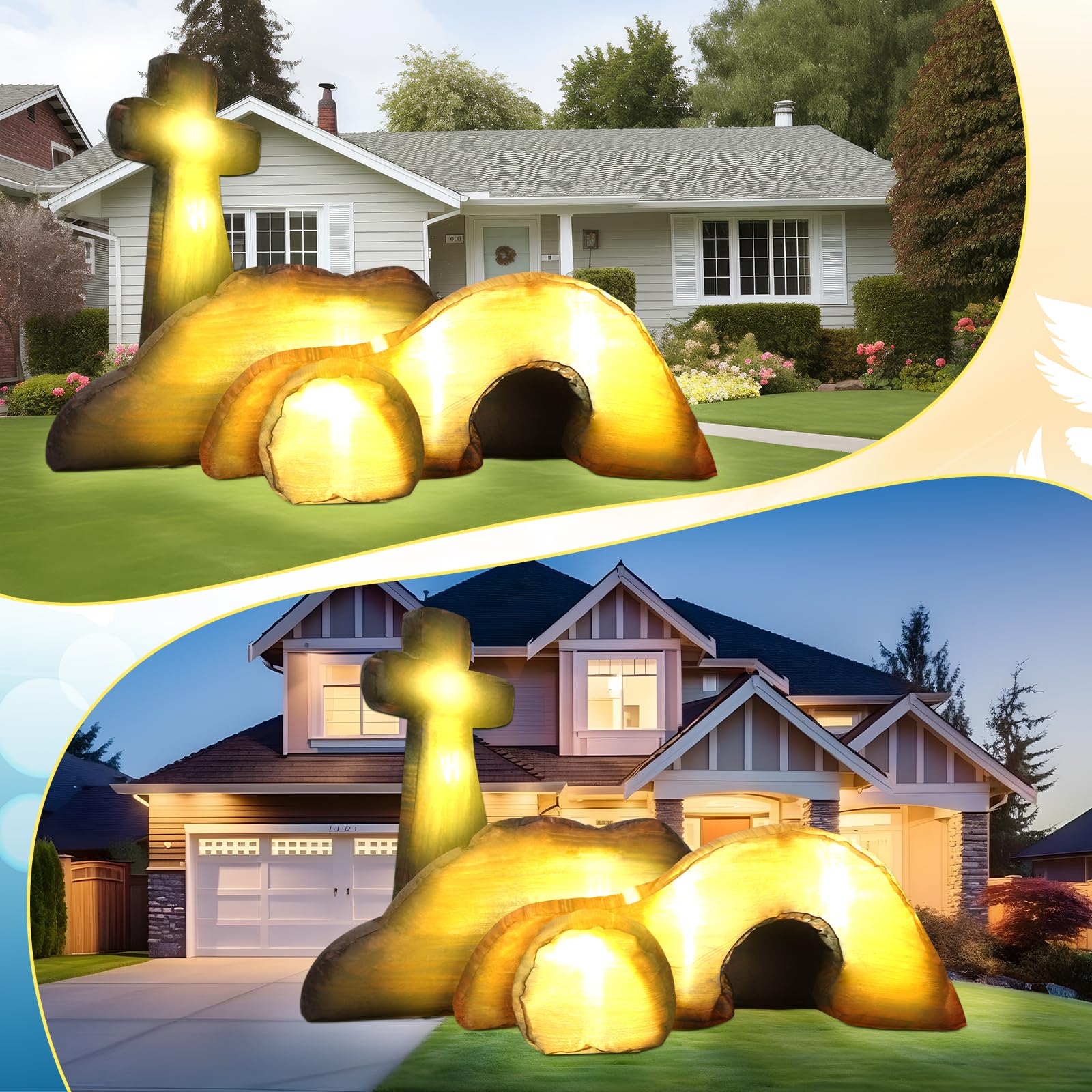 VIHOSE tomb cross inflatable outdoor decor in lawn setting