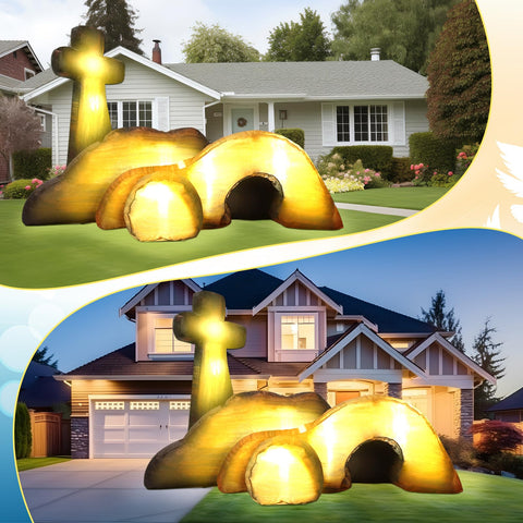 VIHOSE tomb cross inflatable outdoor decor in lawn setting