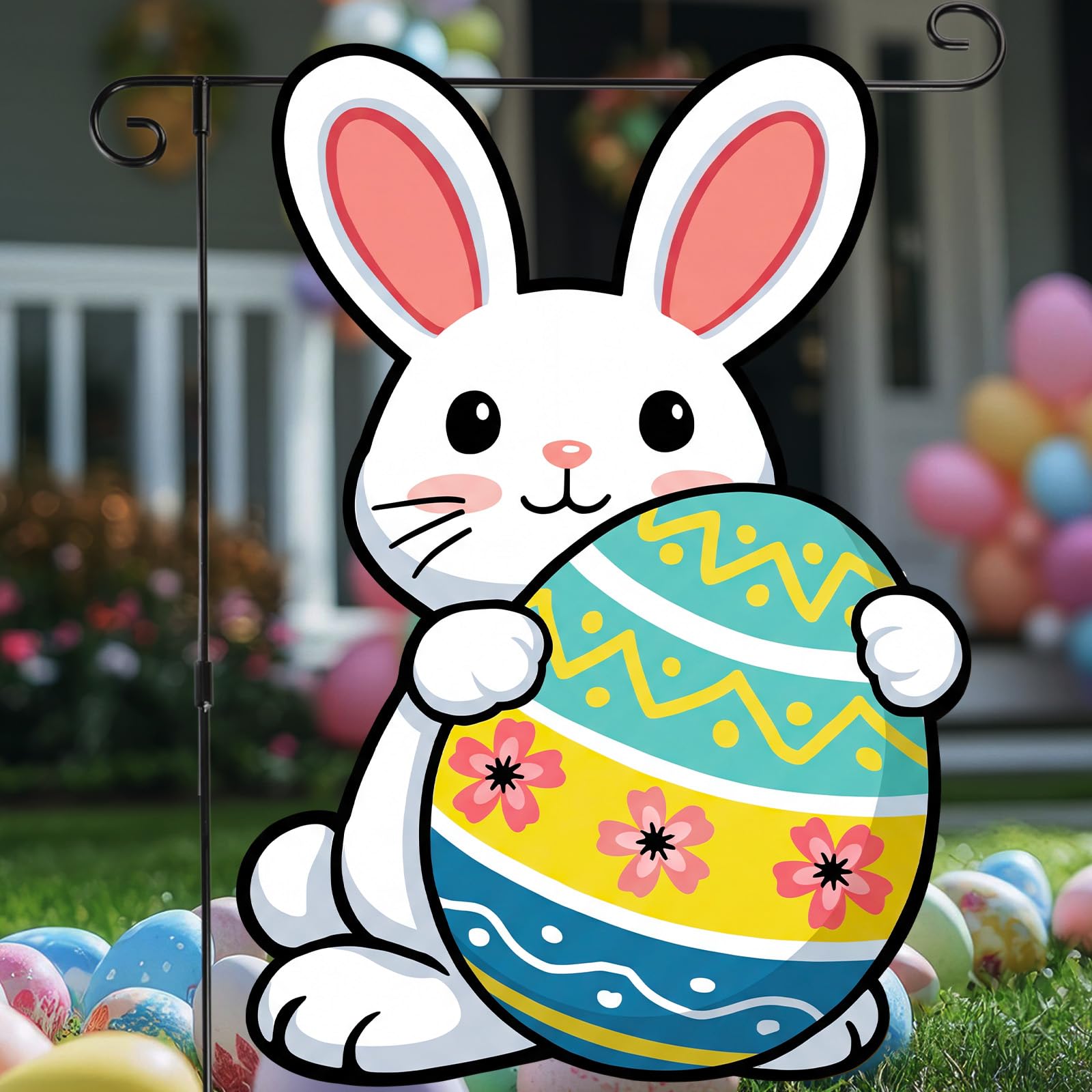 VIHOSE Easter yard flag enhances porch or garden with festive charm.