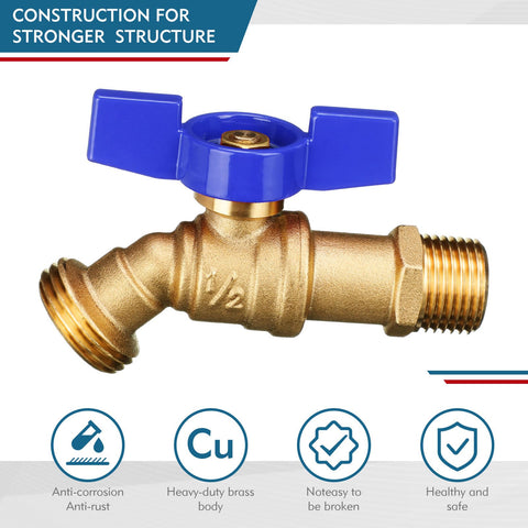 VIHOSE brass hose bib installation shows easy setup for garden or laundry connections
