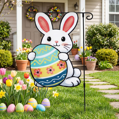 VIHOSE LED multicolor bulbs brighten the rabbit flag for festive ambiance.