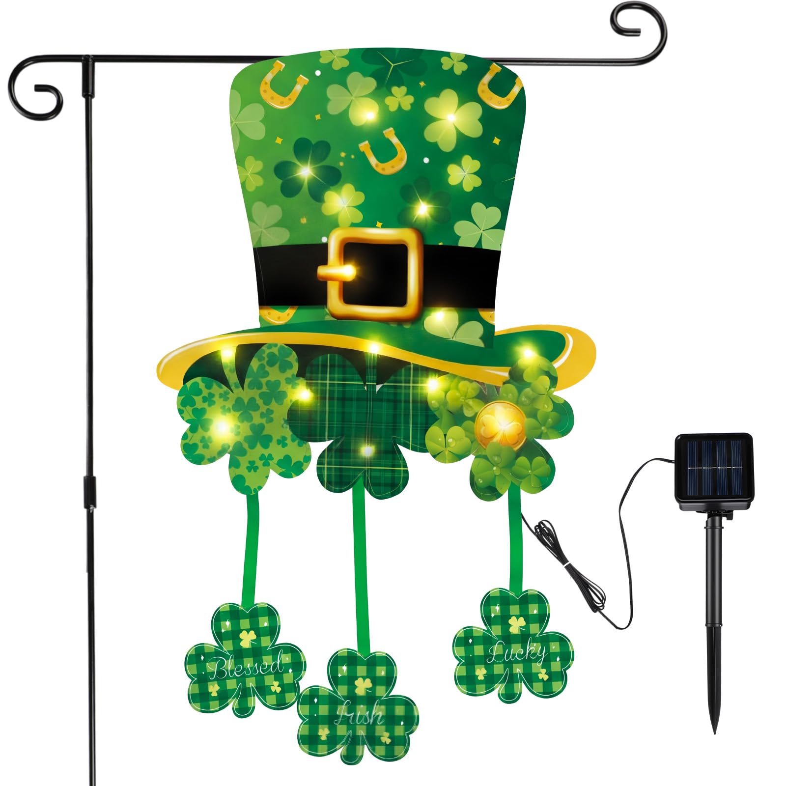 VIHOSE lighted St. Patrick's flag front view for festive outdoor display