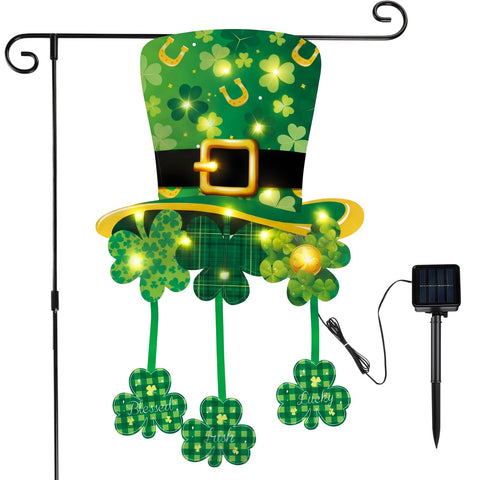 VIHOSE lighted St. Patrick's flag front view for festive outdoor display