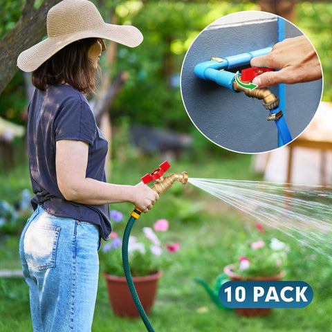 VIHOSE red brass faucet provides reliable shut-off for watering beds, cars, or driveways