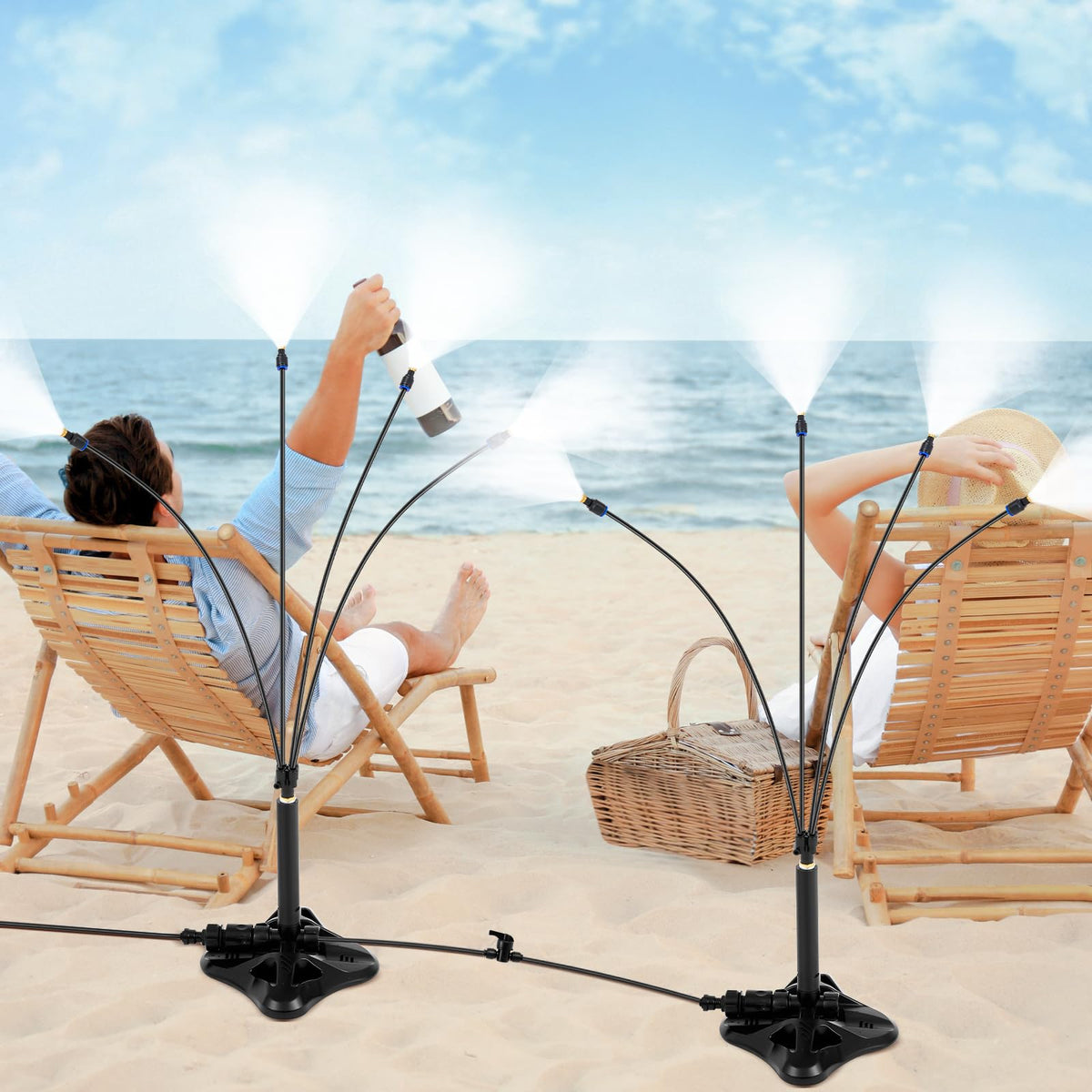 VIHOSE standing mister base and stand for stable outdoor cooling.