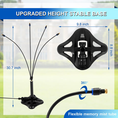 VIHOSE standing misters height shows 30.7 inches for tall mist coverage.