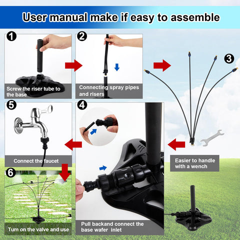 VIHOSE stand misting line length 26.2 feet enables wide cooling reach.