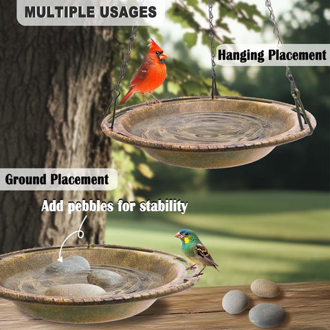 VIHSIPR antique copper finish birdbath adds rustic charm to patio or garden