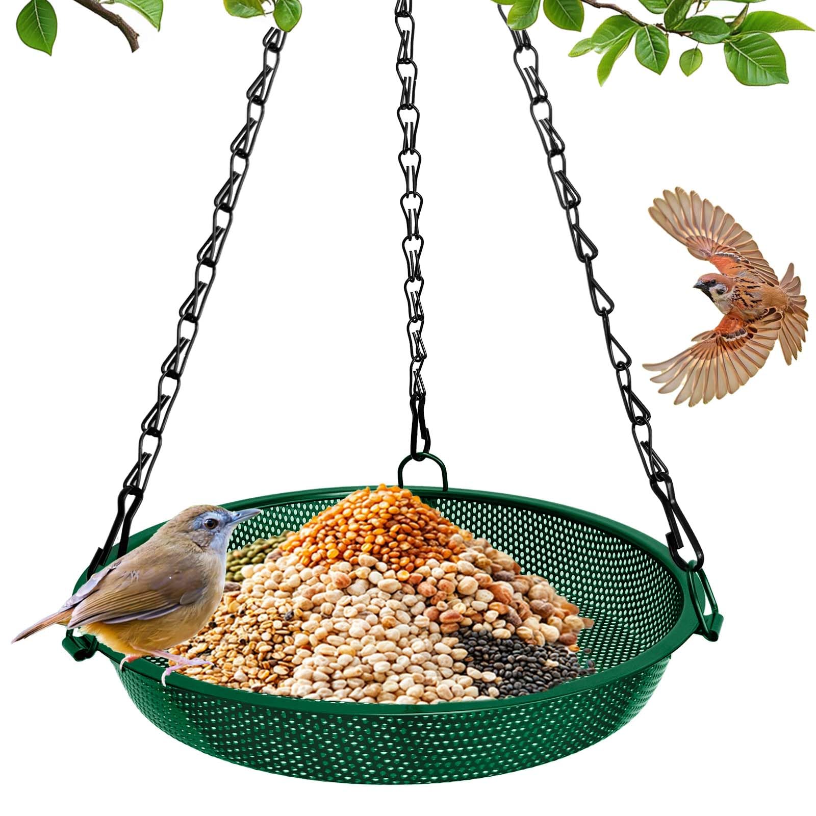 VIHSIPR platform hanging bird feeder outdoors, round 9 inch, green, ideal for attracting small wild birds