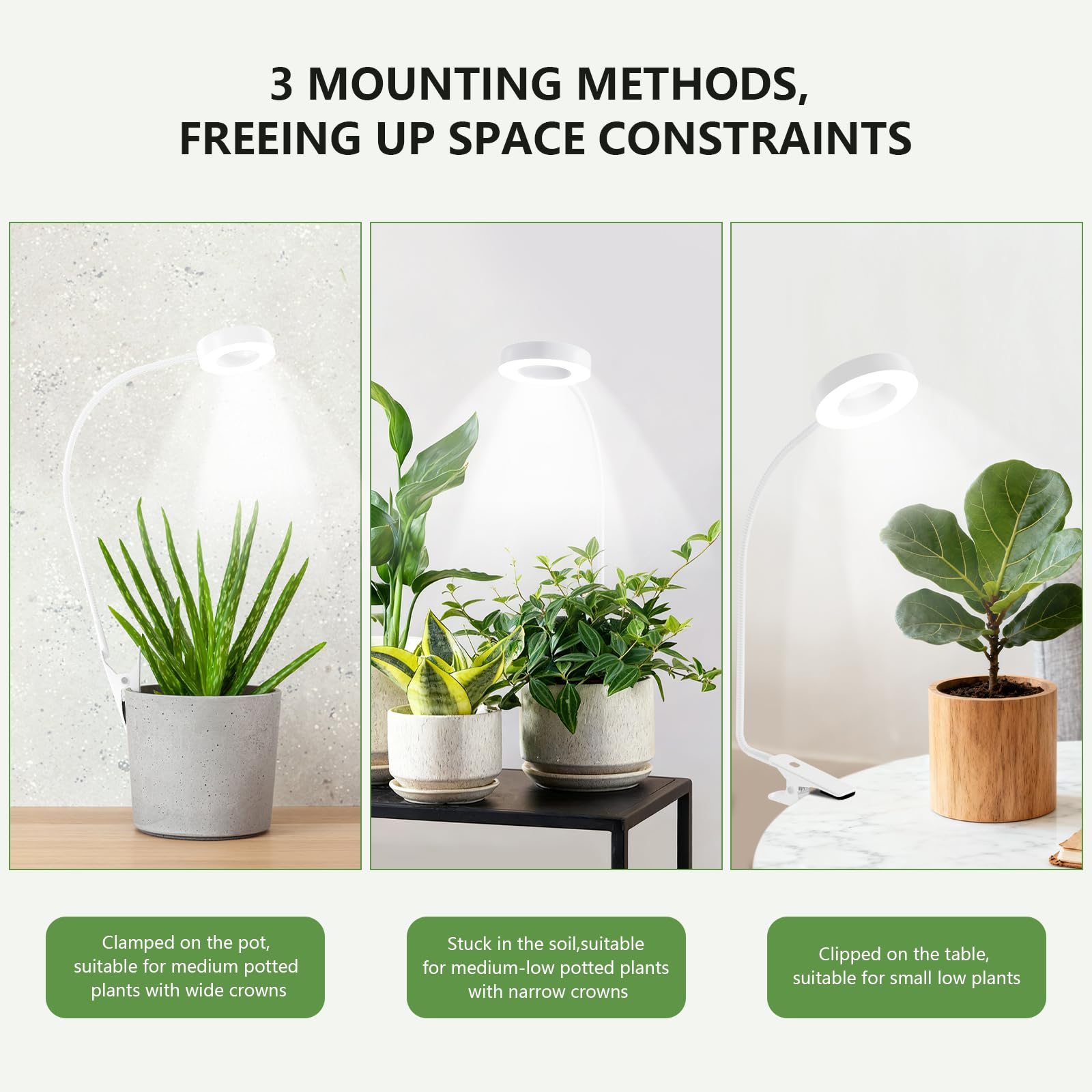 VIIVUU pot clip grow light full-spectrum supports healthy growth across stages.