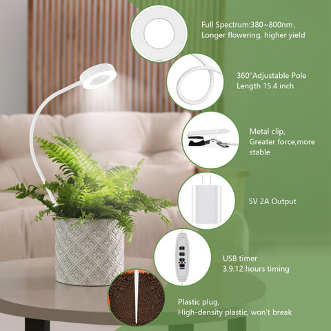 VIIVUU pot clip grow light soft white mode is gentle on eyes.