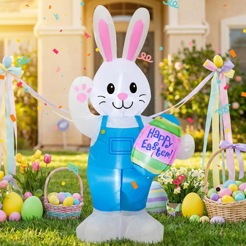 VIKIMORA 4FT Easter Bunny inflatable for outdoor yard display, adds festive curb appeal.