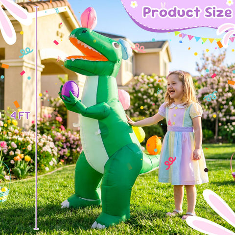VIKIMORA dinosaur with Easter egg decor for cheerful outdoor parties after sunset.