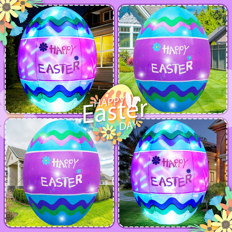 VIKIMORA Easter Egg inflatable with built-in LED lights for evening visibility.