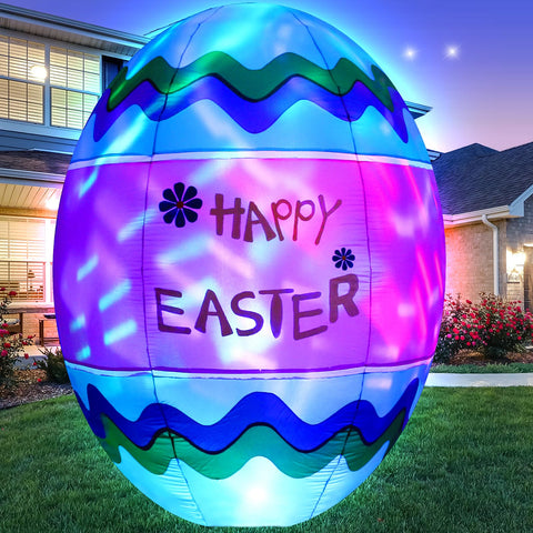 VIKIMORA Easter Egg inflatable uses durable fabric for seasonal use.
