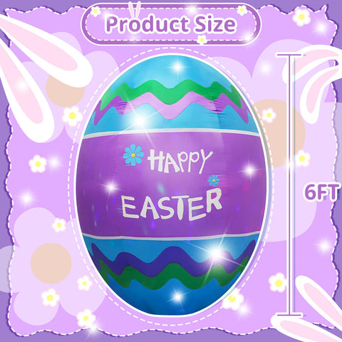VIKIMORA giant 6ft Easter Egg inflatable enhances yard displays for celebrations.