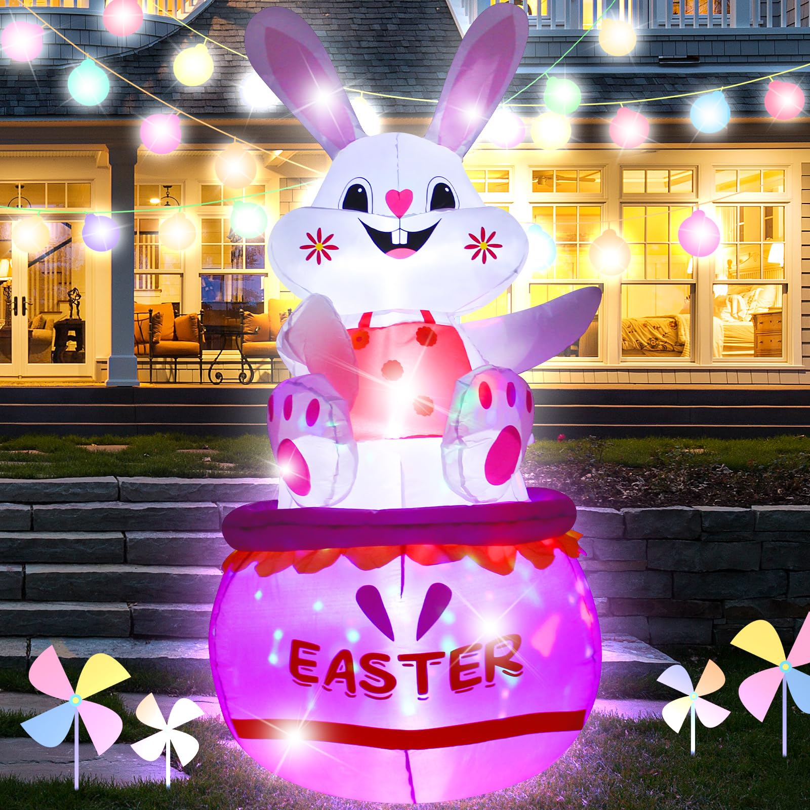 VIKIMORA inflatable Easter egg outdoor decor with built-in LEDs brightens gatherings.