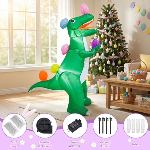 VIKIMORA Easter dinosaur inflatable made of waterproof polyester for light rain.