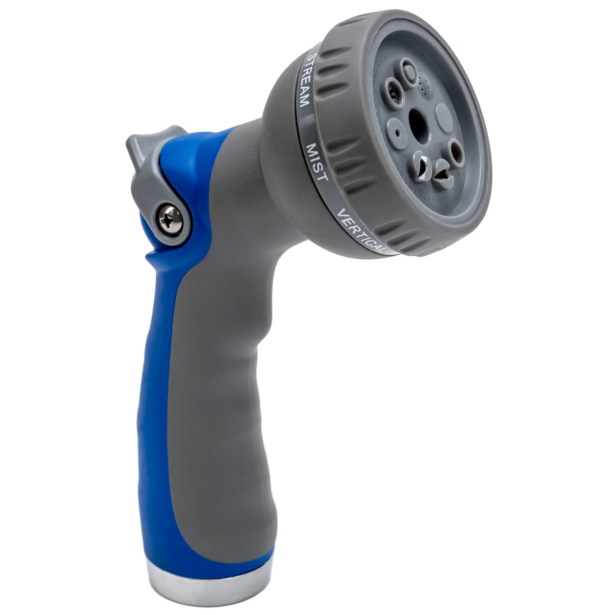 VIKING hose nozzle showing eight spray patterns for versatile outdoor cleaning.