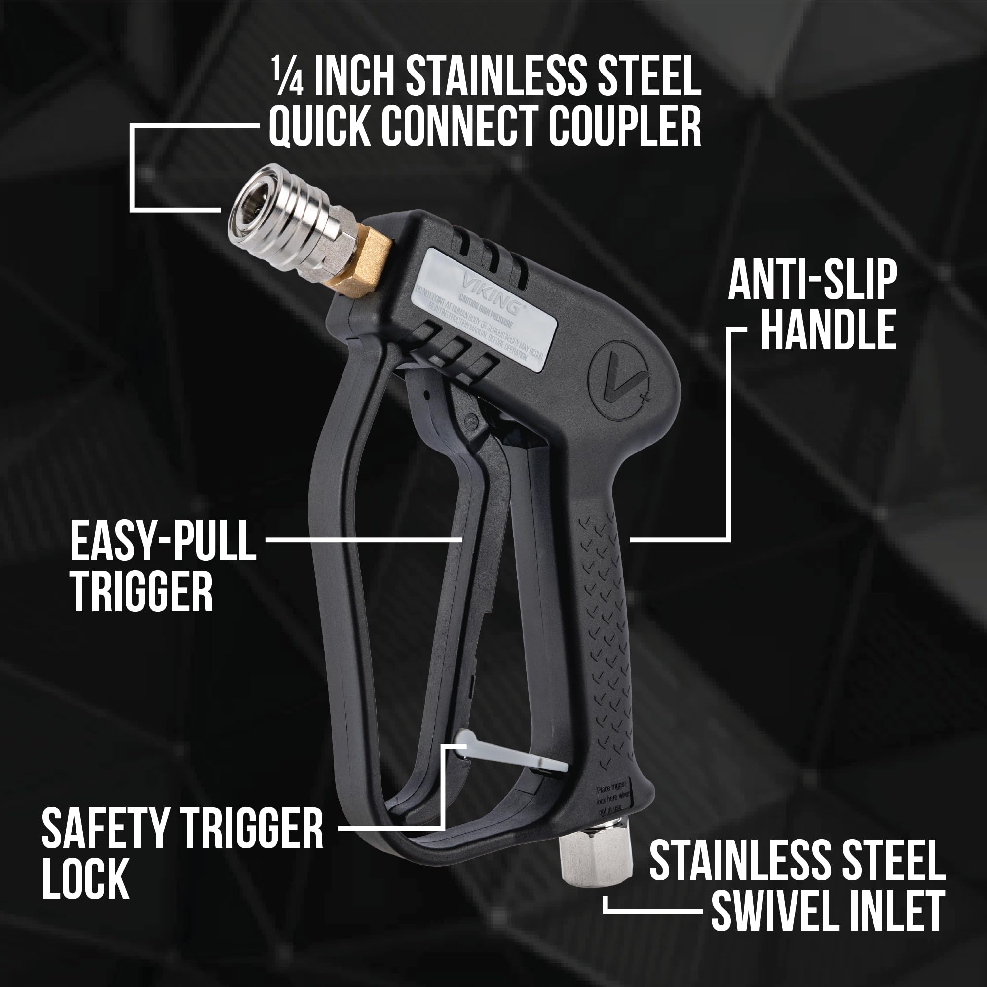 Viking Premium Swivel Gun includes plumbers tape for secure connections.