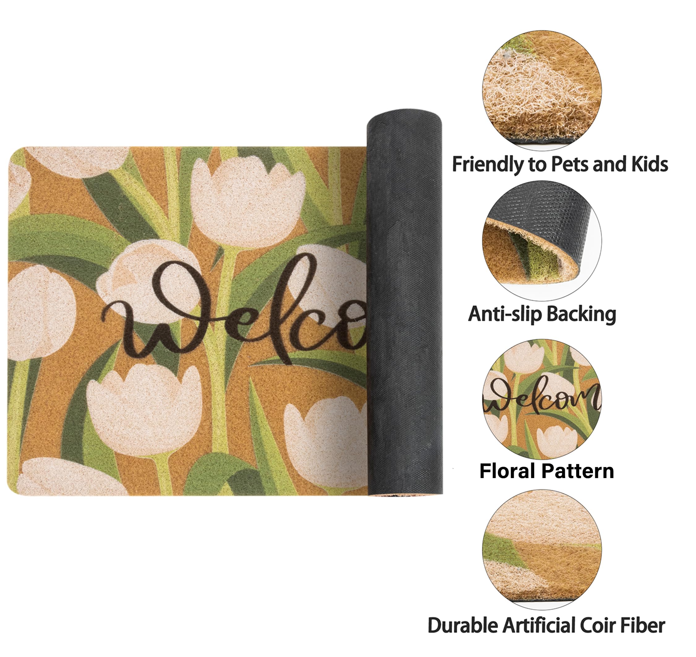Vikodah entryway rug in artificial coir for durable moisture-wicking use.