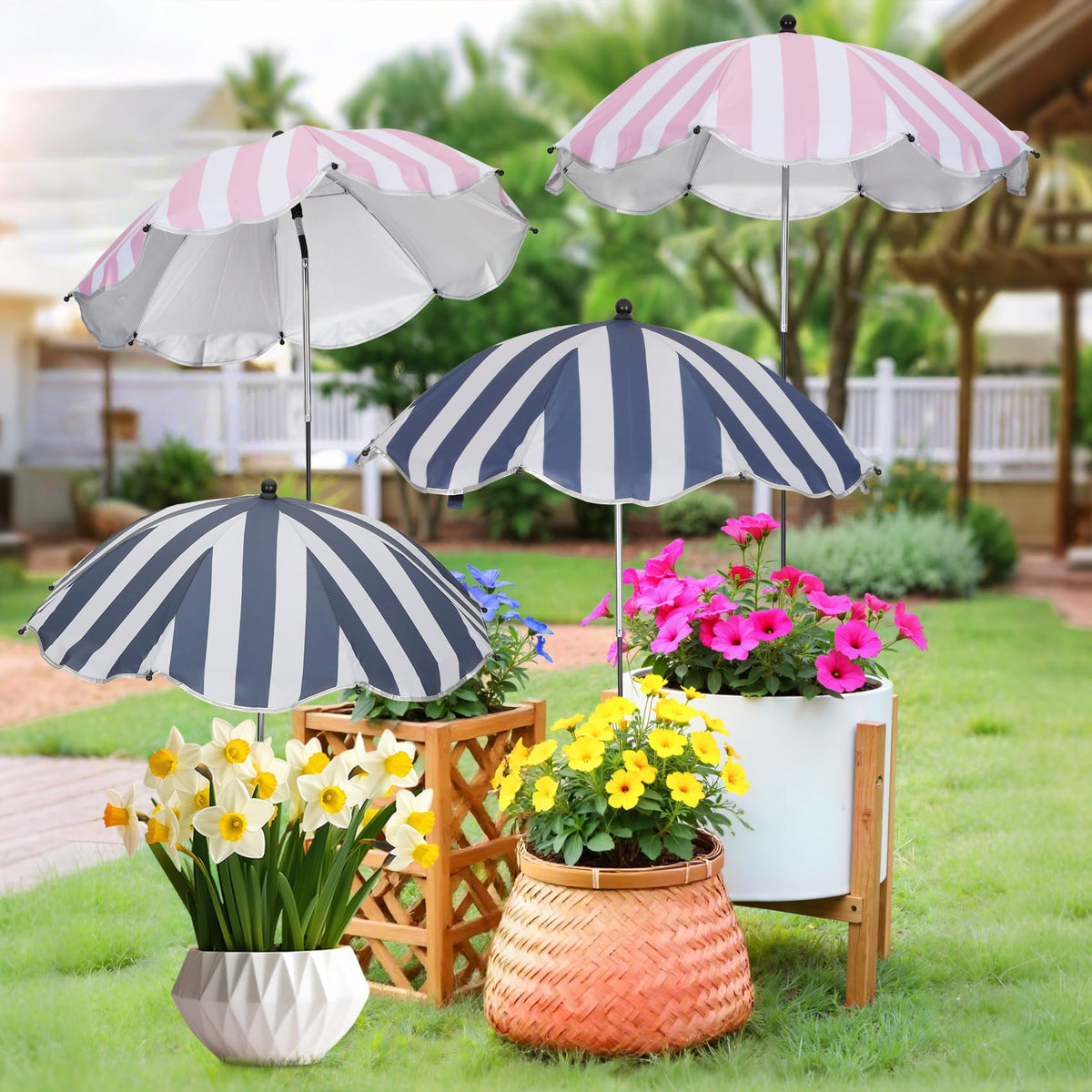 Vikua 4Pack plant umbrella with 26-inch canopy shading garden beds