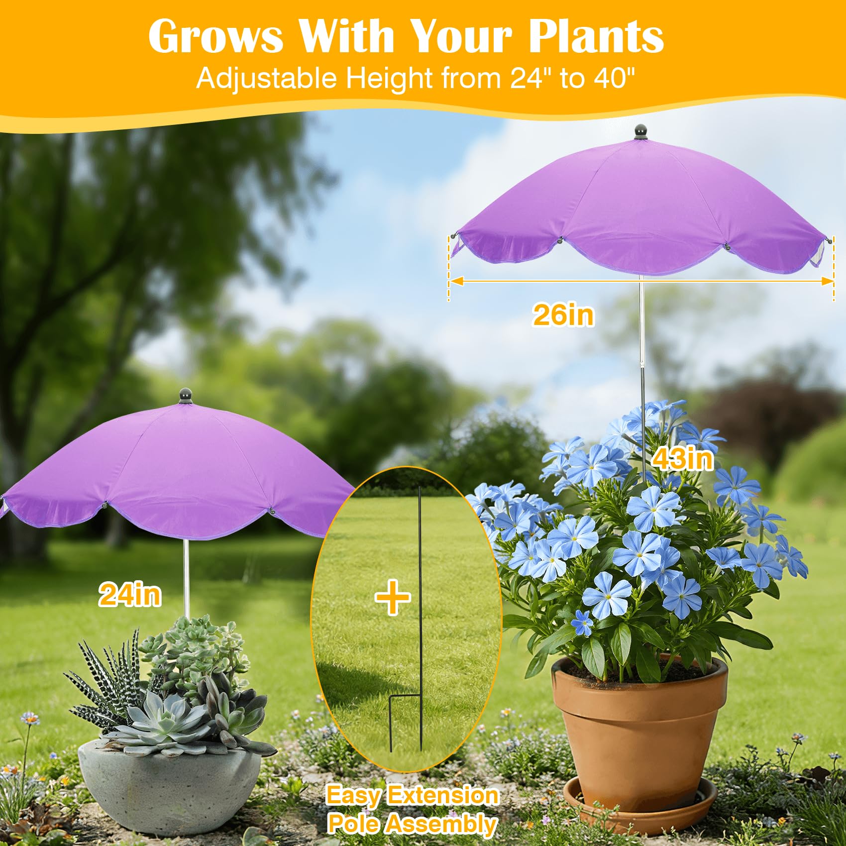 Vikua plant umbrella provides a 360-degree angle for flexible shade across the day
