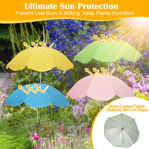 Vikua plant umbrella tilted at 360-degree angle for flexible shade