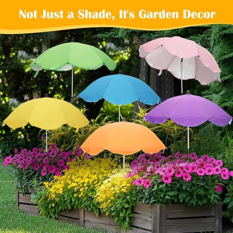 Bright color set adds garden decor while providing practical shade