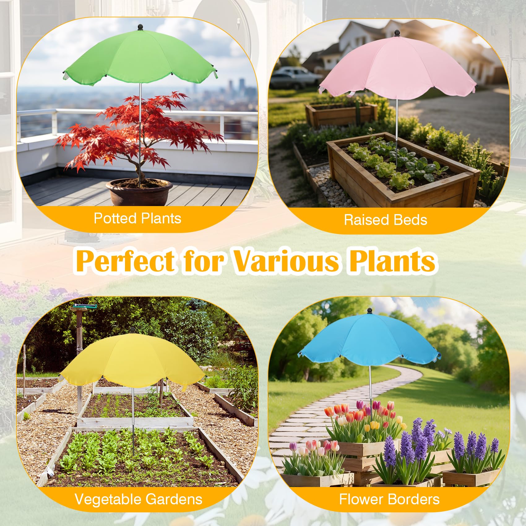 Vikua plant umbrella's H-stake anchoring keeps it stable in wind