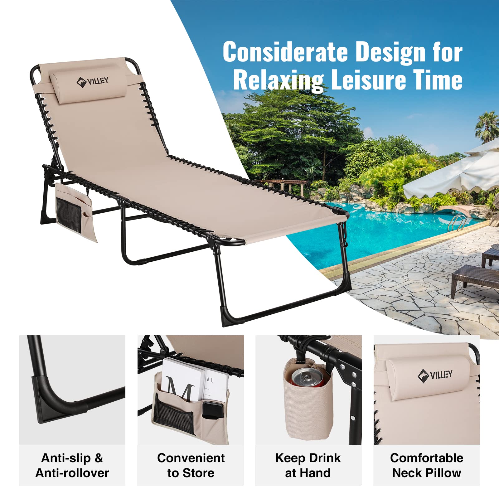 VILLEY folded compact size enables easy storage and transport.