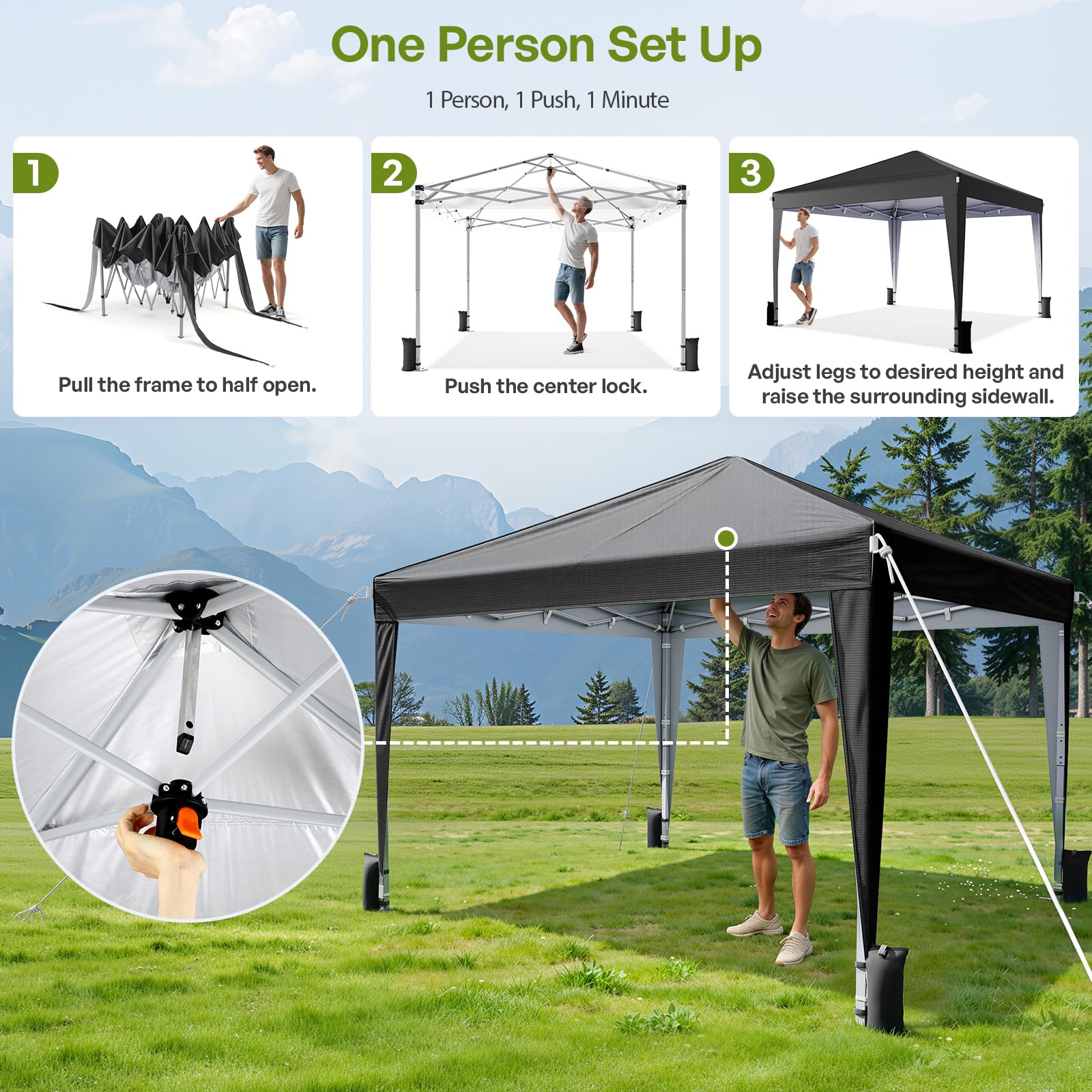 Vinabilia canopy with sidewalls attached offering privacy and adaptable cover during events.