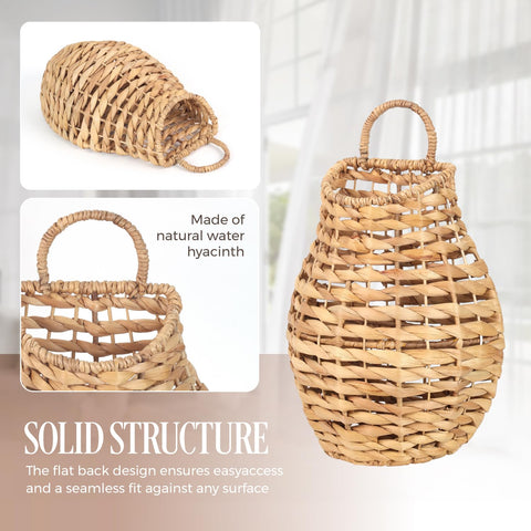 VINAHAND handwoven wall basket with loop handle for easy hanging