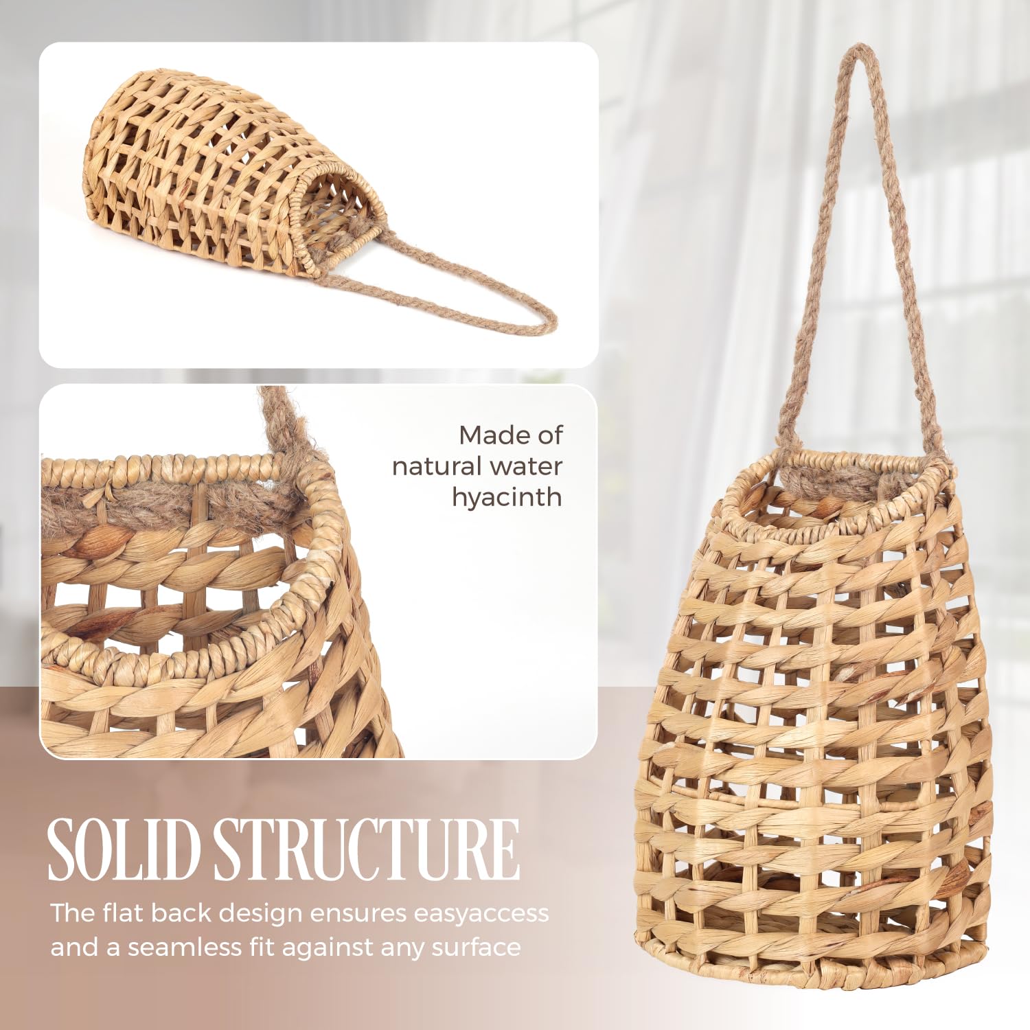 Close-up of VINAHAND natural water hyacinth weave for daily use durability