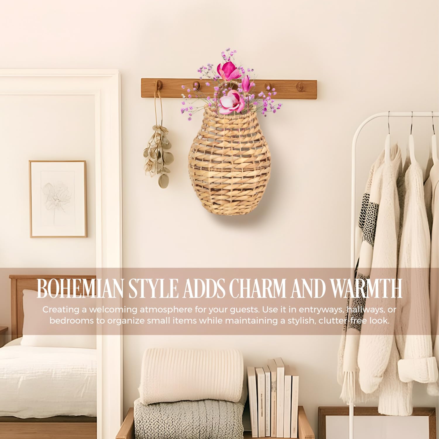 VINAHAND wall basket for flowers or greenery accents