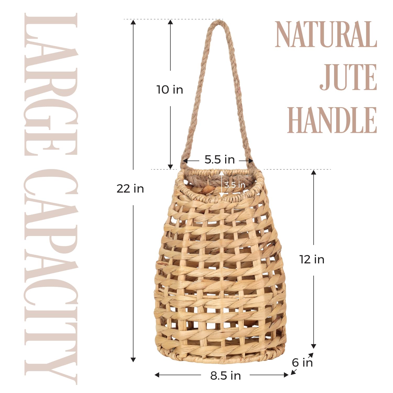 VINAHAND wall-hanging basket with loop handle for easy mounting and organization