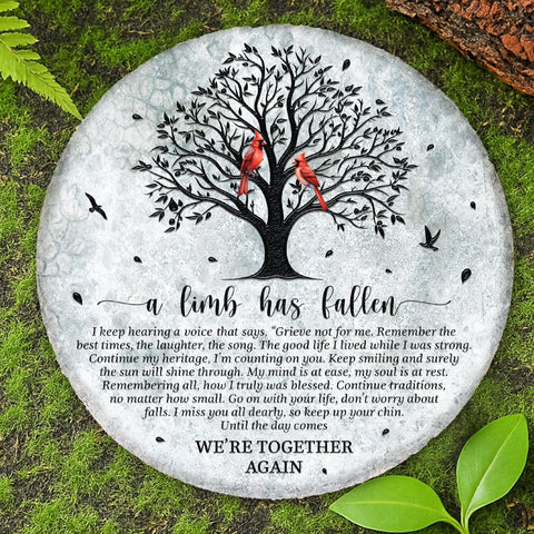 VINARTSVN 8in memorial stone with cardinal on a branch for garden remembrance