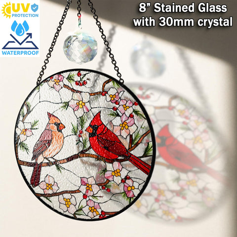 Vinatimes crystal red cardinal hanging adds vivid color and charm to any window
