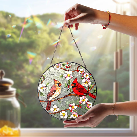 Vinatimes memorial cardinal suncatcher enhances spaces with memory inspired charm