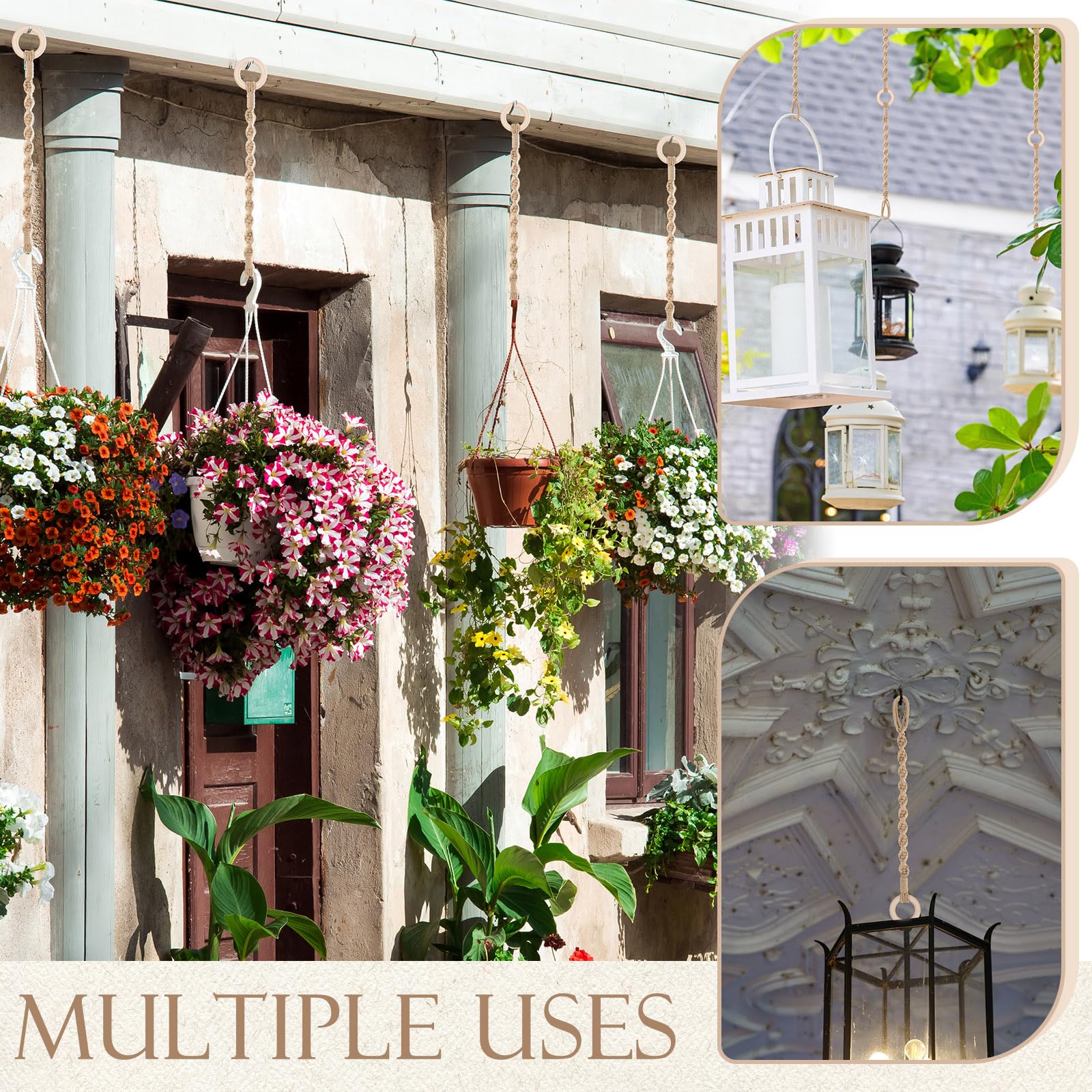 Vincreem macrame extenders blend natural textures with practical hanging flexibility.