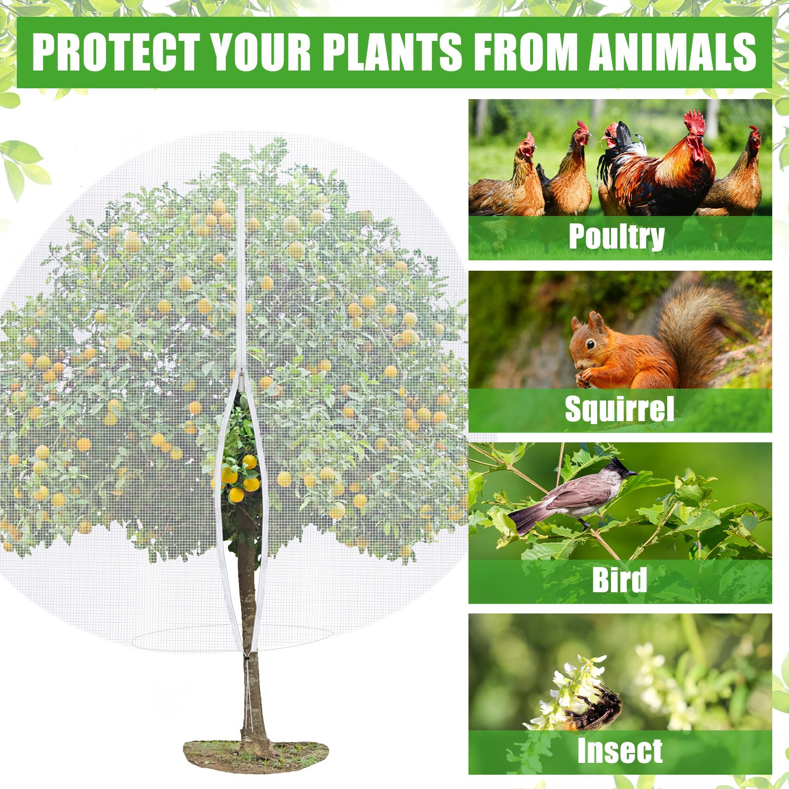 Vincreem blueberry netting cover guards berries from birds and insects.