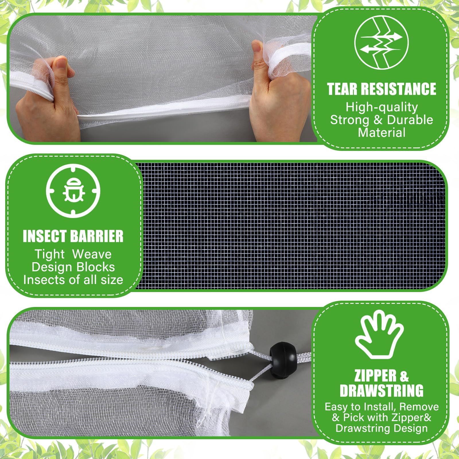 Vincreem netting provides visibility of growth while keeping pests away