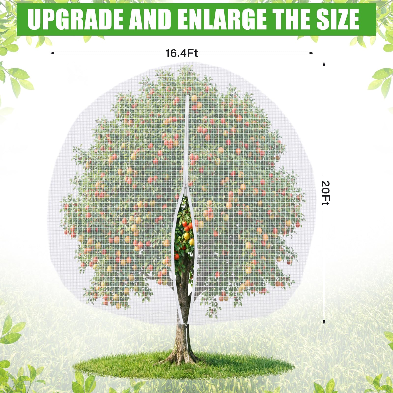Vincreem zipper and drawstring closure shown for easy harvest access
